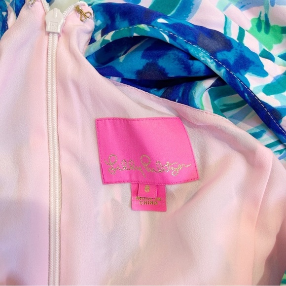 Lilly Pulitzer Rory Dress Pink Tropics Sweet Pea Size 8 Halter Style Pockets - Picture 5 of 12
